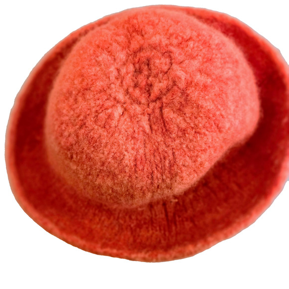 Coral hand felted wool handmade vintage derby hat unsized - Picture 6 of 6